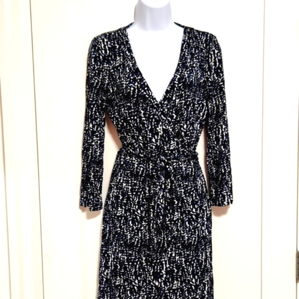 Navy & White Wrap Dress